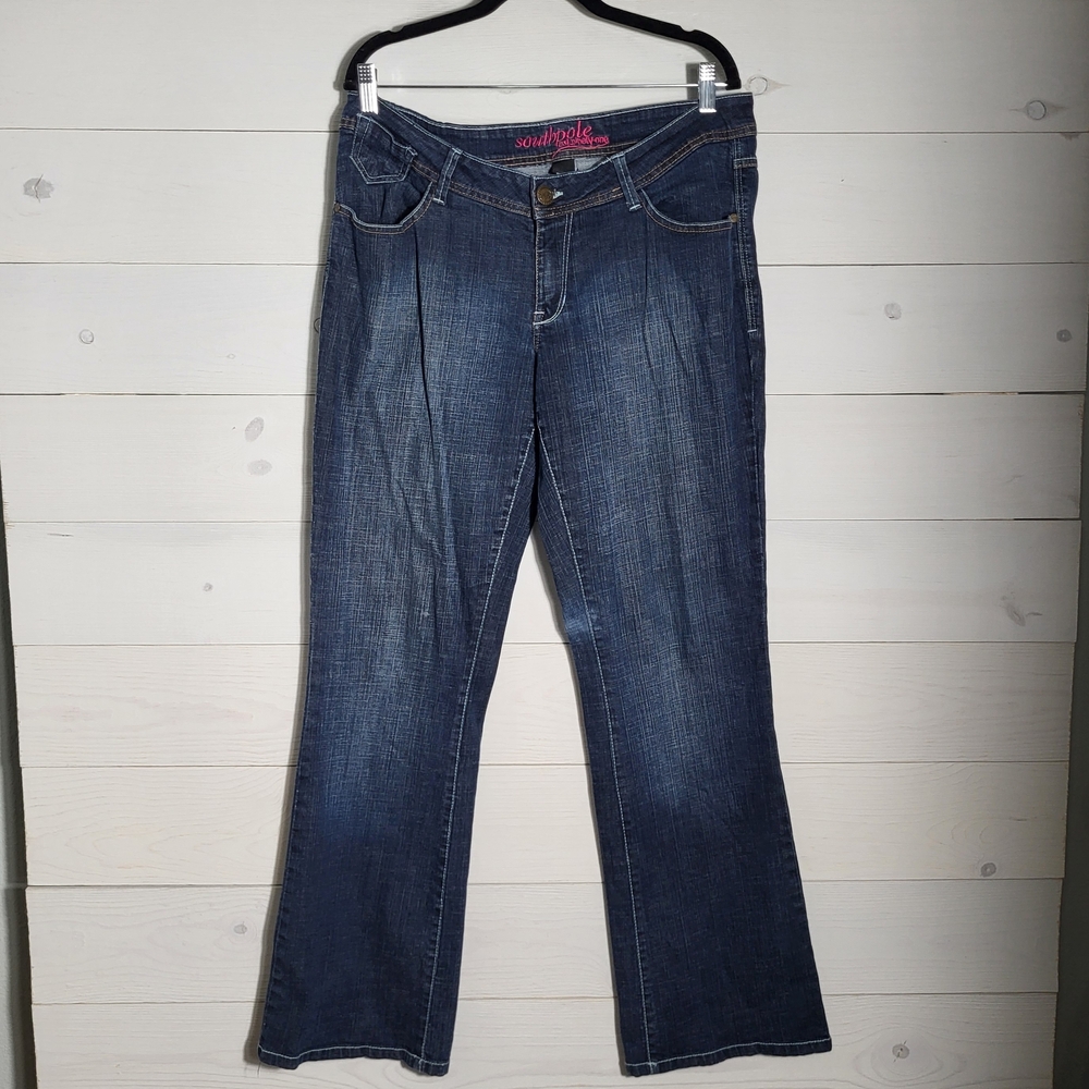 Y2k Southpole Jeans Plus Size Logo Pockets Wide Leg Low Rise Denim.